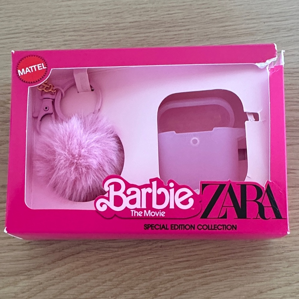 Zara Barbie Pink Pom Pom Air Pods Case New